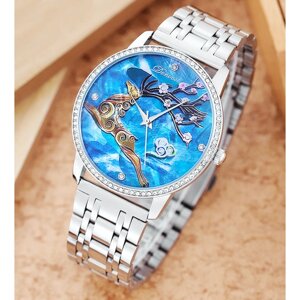 Наручные часы Наручные кварцевые часы унисекс DENVOSI с рисунком оленя на циферблате, голубой, серебряный