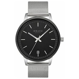 Наручные часы OBAKU Мужские наручные часы Obaku V270GDABMC с гарантией, черный, серебряный