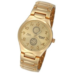 Наручные часы OMAX Наручные часы на браслете Omax HBJ 155 размер 35х35 мм, золотой