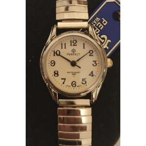 Наручные часы Perfect Наручные кварцевые женские часы PERFECT на браслете резинка золотистого цвета X075GG, золотой