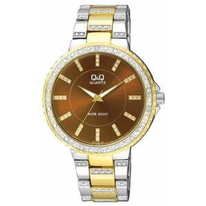 Наручные часы Q&Q F507-402, коричневый, серебряный