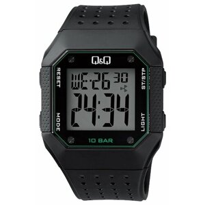 Наручные часы Q&Q M158 J004, черный, зеленый