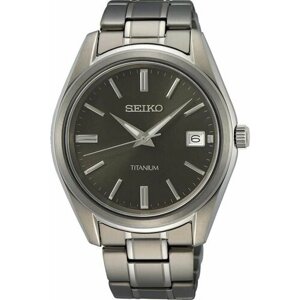 Наручные часы SEIKO Часы японские наручные мужские кварцевые на браслете Seiko SUR375P1*6N52, черный