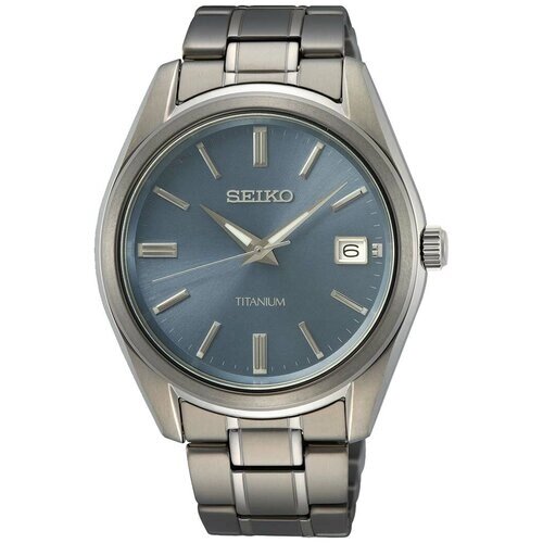 Наручные часы SEIKO CS Dress Японские титановые наручные часы Seiko SUR371P1, синий, голубой