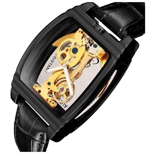 Наручные часы Shenhua Изысканные мужские механические наручные часы-скелетоны с автоподзаводом, золотой, черный