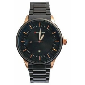 Наручные часы Сима-ленд Часы наручные мужские FORRAD, d=5 см металлический ремешок, с календарём, черный