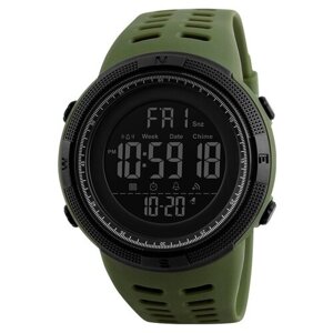 Наручные часы SKMEI Часы спортивные SKMEI-1251 хаки-черный, с секундомером, будильником, таймером, водонепроницаемые, скмей, хаки