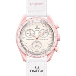 Наручные часы swatch Omega x Swatch Mission to Venus (SO33P100), оригинал (обхват кисти до 190-200 мм), розовый, белый