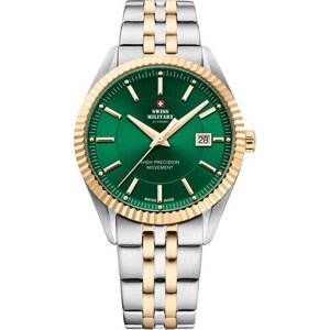 Наручные часы SWISS MILITARY BY CHRONO Chrono Мужские швейцарские сверхточные наручные часы SM34065.10 с гарантией, серебряный, зеленый
