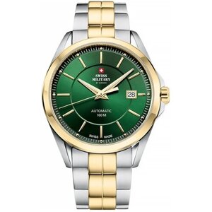 Наручные часы SWISS MILITARY BY CHRONO Мужские швейцарские SMA34085.39 с гарантией, золотой, зеленый