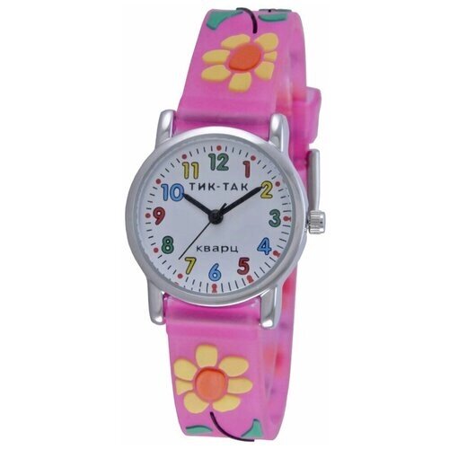 Наручные часы Тик-Так, кварцевые, корпус другой, ремешок пластик, водонепроницаемые, розовый