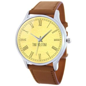 Наручные часы TINA BOLOTINA Римские жёлтые Extra (EX-025), коричневый