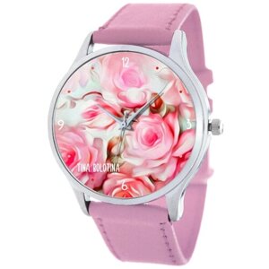 Наручные часы TINA BOLOTINA Розовые цветы Extra, розовый