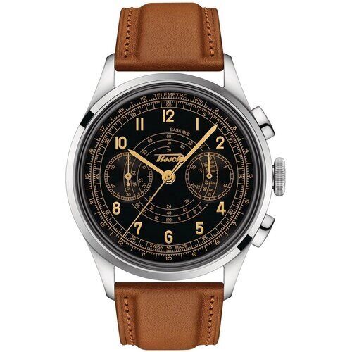 Наручные часы TISSOT Мужские механические швейцарские часы-хронограф Tissot Telemeter T142.462.16.052.00 с гарантией, коричневый, серебряный