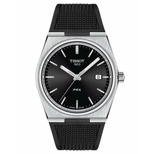 Наручные часы TISSOT Мужские швейцарские часы Tissot PRX T137.410.17.051.00 с сапфировым стеклом, черный, серебряный