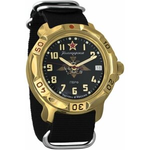 Наручные часы Восток Командирские Мужские Командирские 819633, черный, золотой