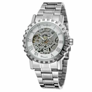 Наручные часы WINNER WINNER популярные роскошные автоматические механические часы мужские, серебряный, белый