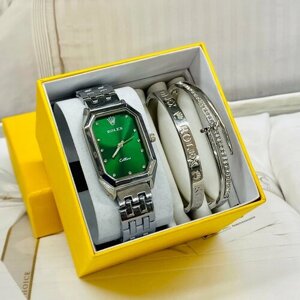 Наручные часы женские часы и браслет, зеленый