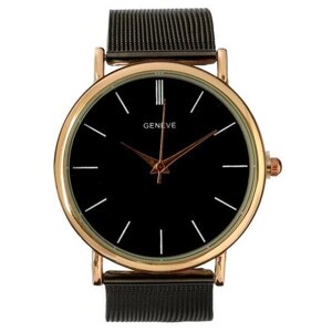 Наручные часы женские "Ливато", d=3.7 см, черные, черный