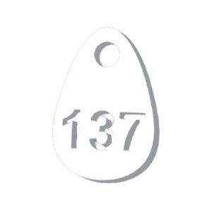 Номерок для гардероба 343, гладкая фактура, 200 шт., белый