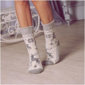 Носки Бабушкины носки, размер 35-37, белый, серый
