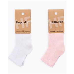 Носки для девочки HappyFox, HFGM8141 размер 16-18, цвет белый. св. розовый, 2шт.