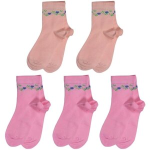 Носки LorenzLine для девочек, 5 пар, размер 8-10, мультиколор, розовый