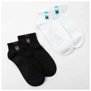 Носки Minaku детские, 2 пары, размер 22-24 см (35-38), черный, белый