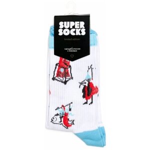 Носки Super socks, размер 35-40, черный, красный, голубой