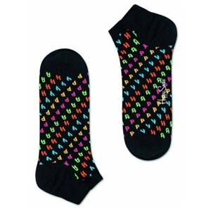 Носки унисекс Happy Socks, 1 пара, укороченные, на Новый год, размер 25, черный, мультиколор