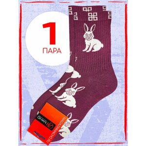Носки унисекс Мачо, 1 пара, высокие, износостойкие, на Новый год, на 23 февраля, фантазийные, размер 40-43, бордовый