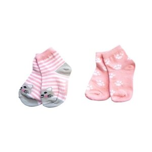 Носки Uviton для девочек, 2 пары, размер 0-6 меc, розовый, серый