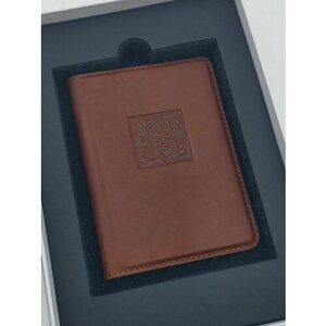 Обложка для автодокументов William Morris, натуральная кожа, подарочная упаковка, коричневый