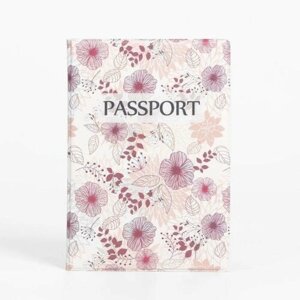 Обложка для паспорта , белый, розовый