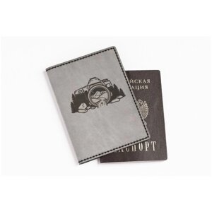 Обложка для паспорта COUP, натуральная кожа, отделение для денежных купюр, отделение для карт, серый