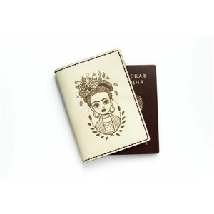Обложка для паспорта COUP, натуральная кожа, отделение для карт, бежевый, белый