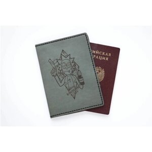 Обложка для паспорта COUP, натуральная кожа, отделение для карт, серый