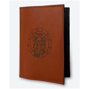 Обложка для паспорта KAZA, натуральная кожа, подарочная упаковка, коричневый
