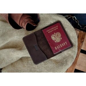 Обложка для паспорта LEWSKI 13431, натуральная кожа, коричневый