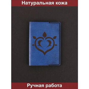 Обложка для паспорта , натуральная кожа, синий