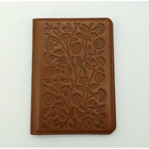 Обложка для паспорта William Morris, натуральная кожа, подарочная упаковка, коричневый
