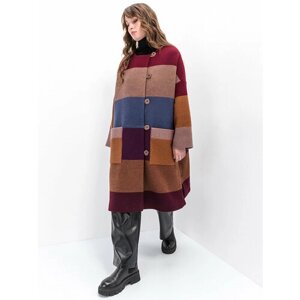Пальто ARTWIZARD, размер 170-(84-104)92-112)/ onesize/ 42-52, бордовый, бежевый