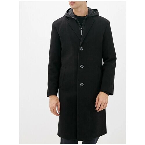 Пальто Berkytt, демисезон/зима, удлиненное, капюшон, стеганое, размер 58/182, черный