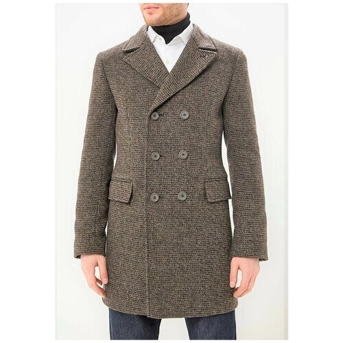 Пальто Berkytt зимнее, силуэт прилегающий, средней длины, внутренний карман, двубортное, размер 56/182, коричневый
