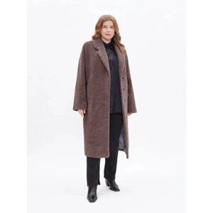 Пальто Electrastyle, искусственный мех, удлиненное, силуэт прямой, пояс/ремень, размер 46, коричневый