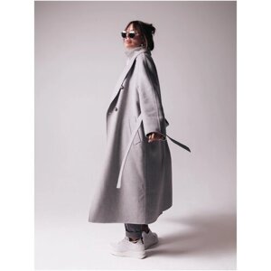 Пальто-кокон GRAY+ONE демисезонное, демисезон/зима, шерсть, силуэт прямой, размер XL/170, серый