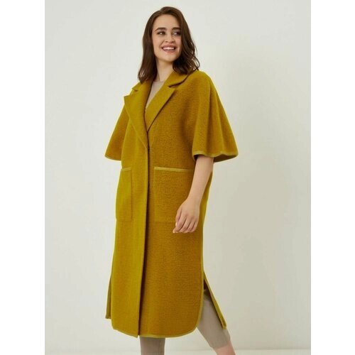 Пальто-кокон NELIY VINCERE демисезонное, силуэт прямой, удлиненное, размер 54, желтый