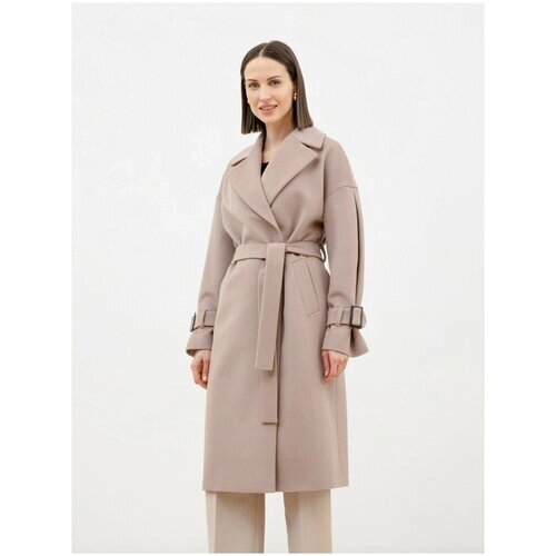 Пальто-кокон Pompa демисезонное, шерсть, силуэт прямой, средней длины, размер 46/170, розовый