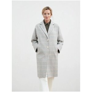 Пальто-пиджак Pompa демисезонное, шерсть, силуэт прямой, средней длины, размер 48/170, серый