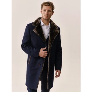 Пальто Royal Spirit демисезонное, шерсть, силуэт прилегающий, удлиненное, размер 48/188, синий